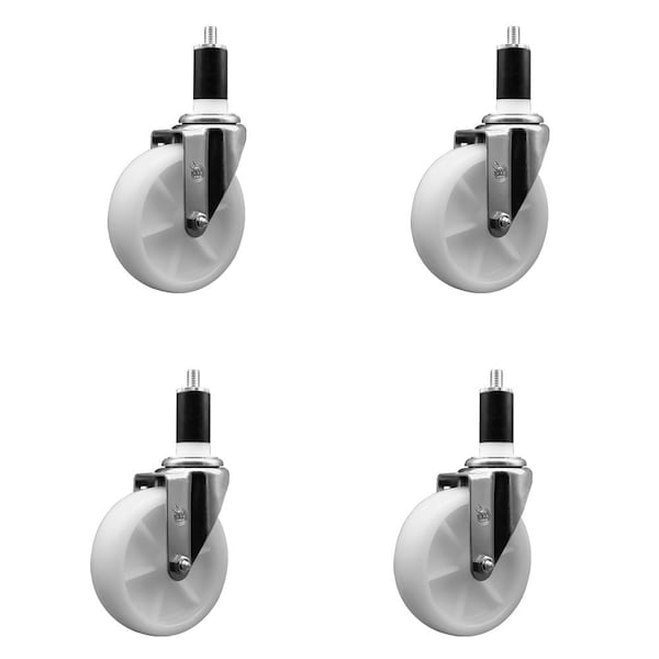 5'' Nylon Wheel Swivel 1-3/8'' Expanding Stem Caster Set, 4PK